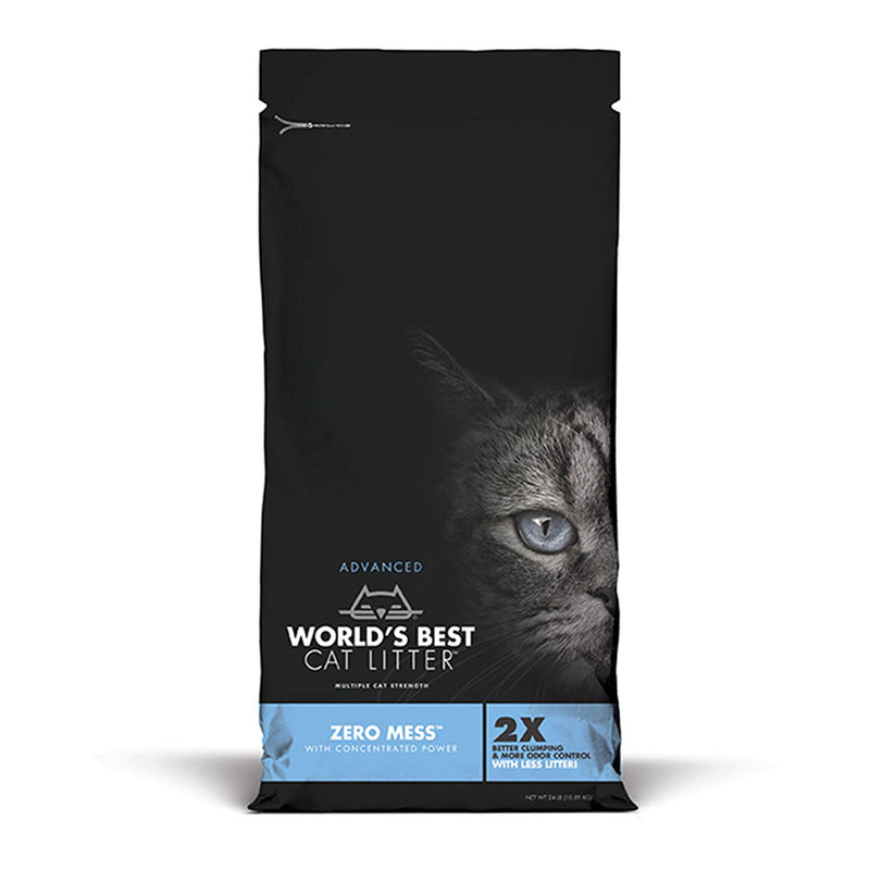 World's Best Cat Litter Zero Mess Clumping Advanced Formula 24lb (Blue)