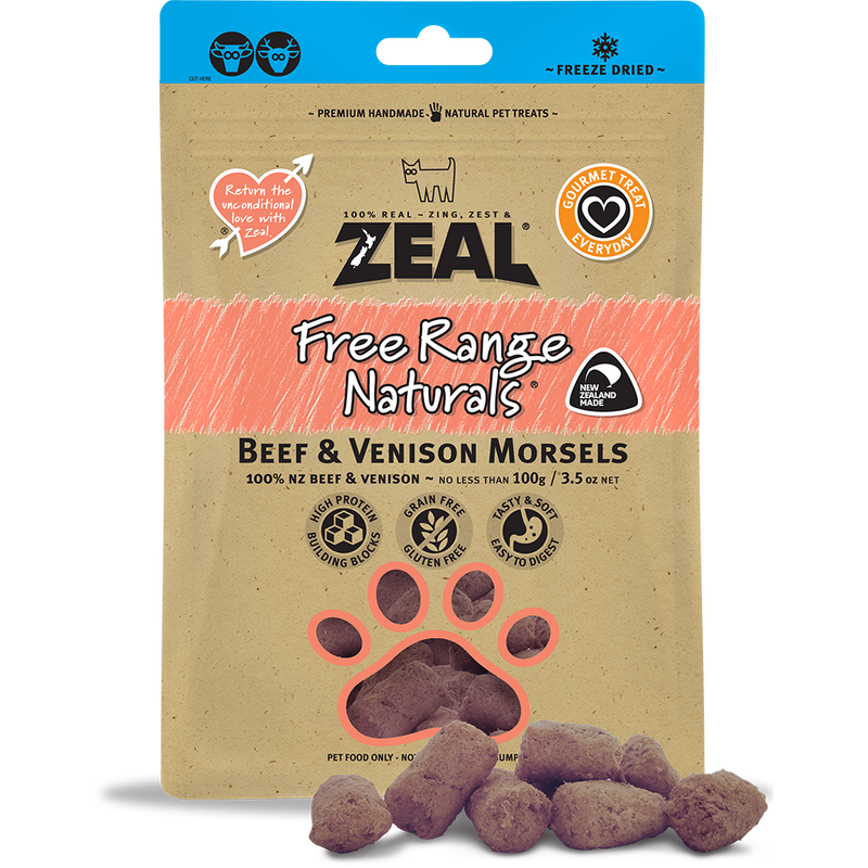 Zeal Free Range Naturals Beef & Venison Morsels 100g