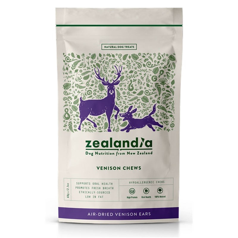 Zealandia Dog Nutrition from New Zealand - Air-Dried Venison Ears Chews 60g